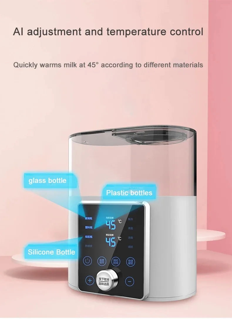 Multi function Baby Bottle Warmer Heater Sterilizer 8-in-1 Fast Milk Warmer with Timer Breast Milk or Formula Fits 2 Bottles