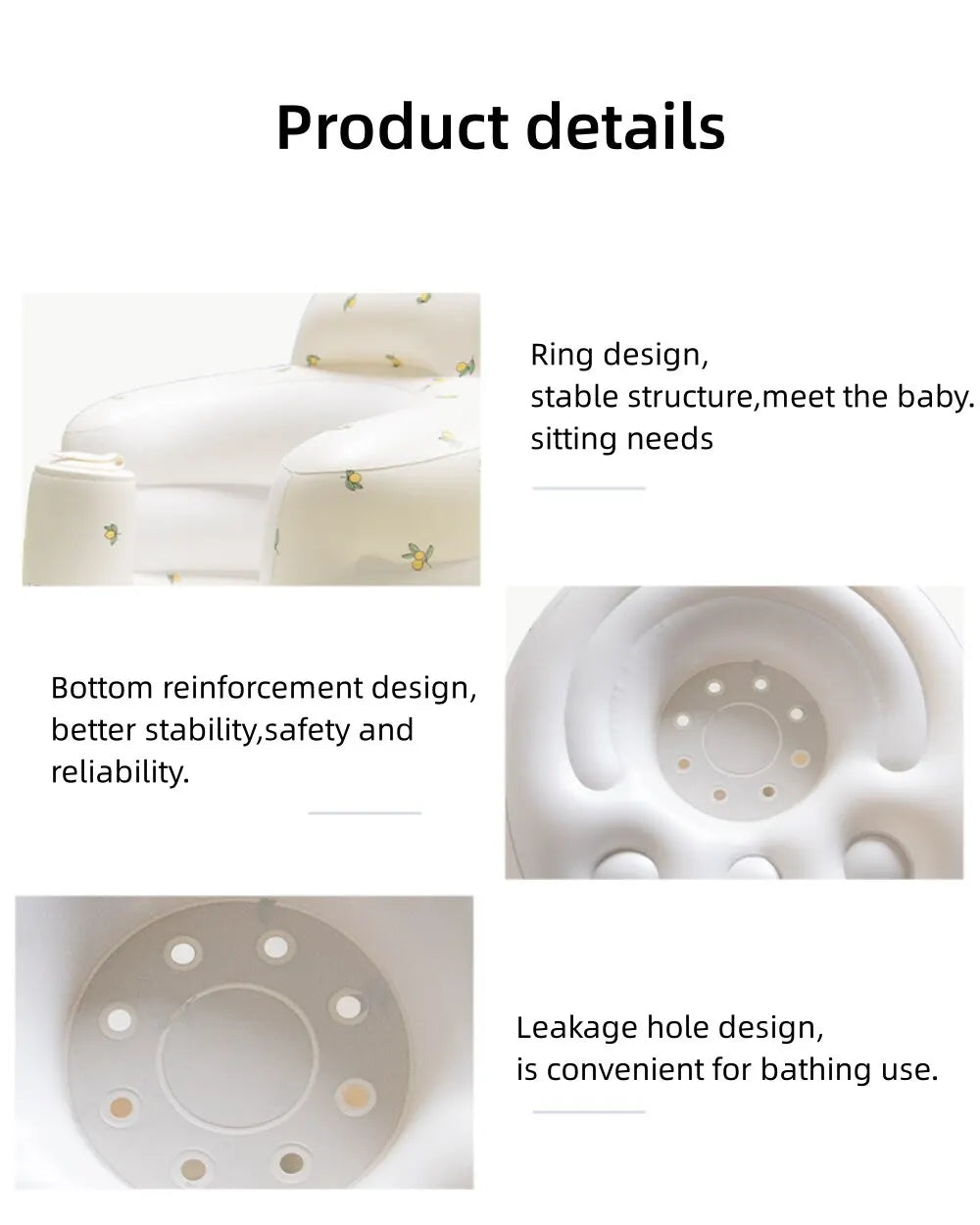 Baby Inflatable Sofa Chair Portable Inflatable Sofa Pool Float Baby Seat Back Support Anti-Fall Baby Bath Stool