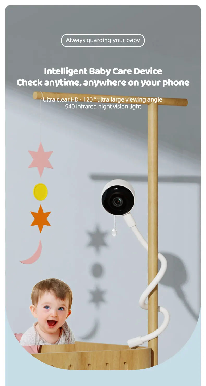 DANMINI 1080P Tuya Smart Baby Monitor Camera Indoor IP Camera Two Way Camera Infrared Night Vision Temperature Detection