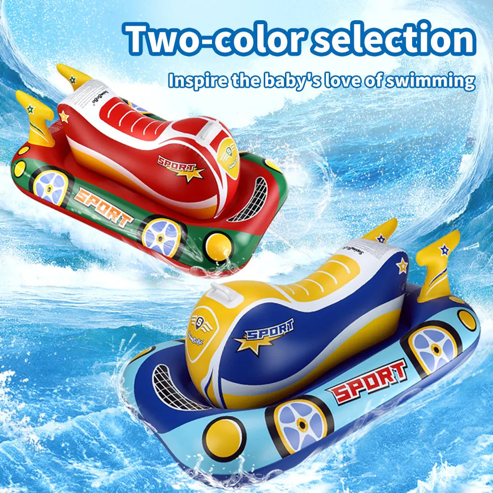 Swimbobo Kids Blue Inflatable Swimming Seat Float Cool Motorboat Ring Floating Thicken PVCFor Summer Baby Swim CircleWater Toy