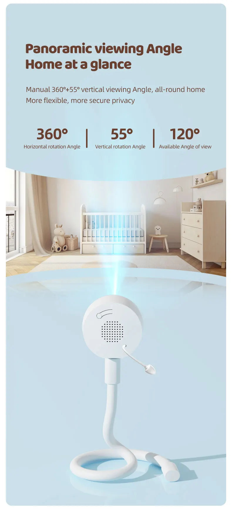 DANMINI 1080P Tuya Smart Baby Monitor Camera Indoor IP Camera Two Way Camera Infrared Night Vision Temperature Detection