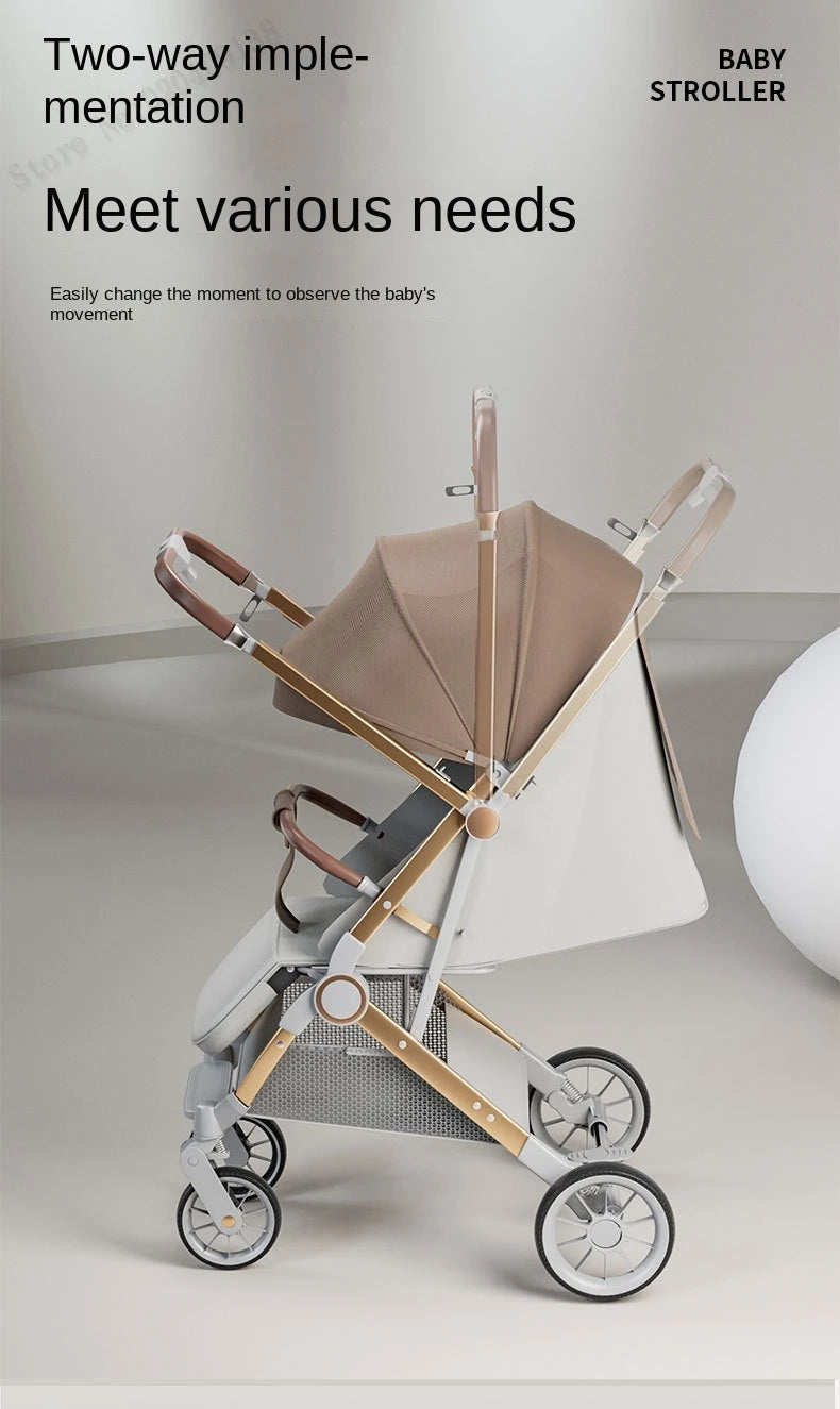Two-way Baby Stroller can Sit or Lie Down Newborn Baby Stroller Simple Folding Ultra-lightweight Shock-absorbing Wheels