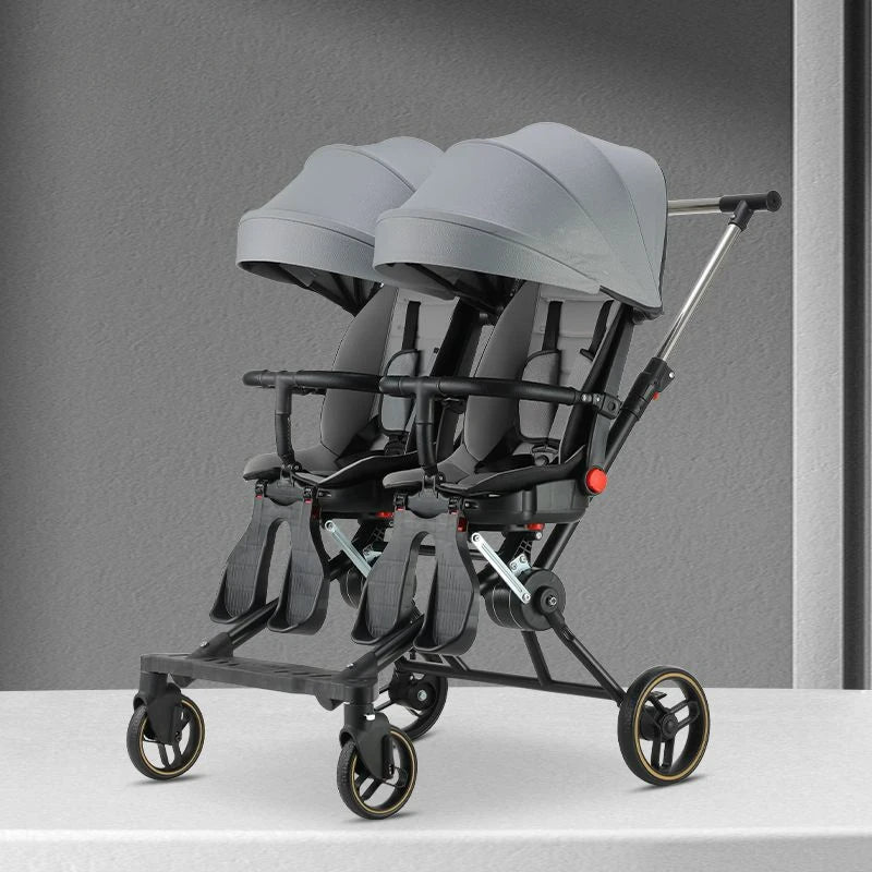 Double Portable Baby Carriage Twins Stroller Infant Stroller Foldable Second-child Baby Stroller Four-wheeled Twin Stroller