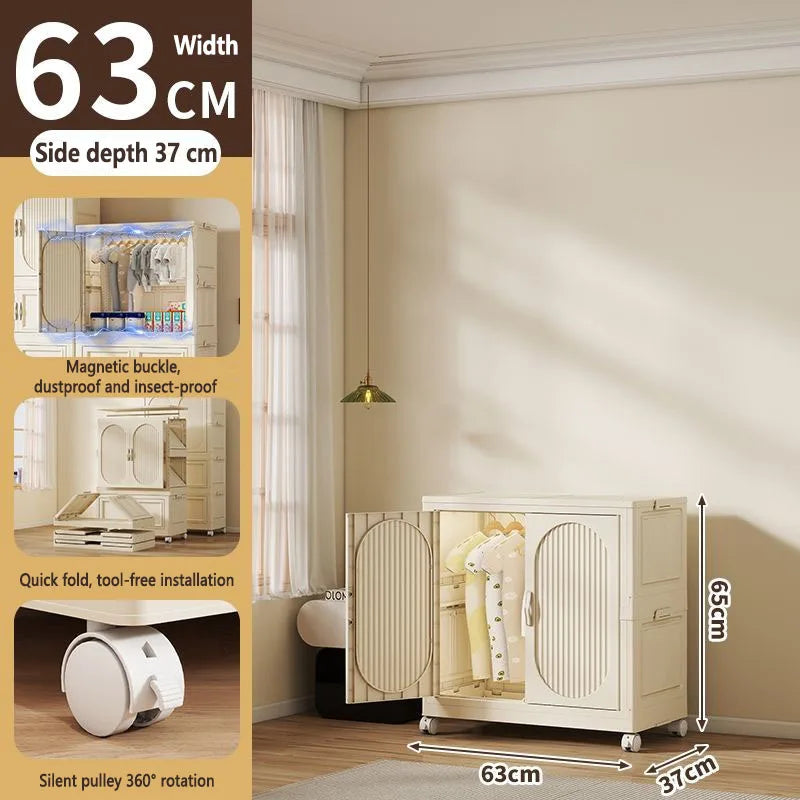 Children's Wardrobe Baby Closet Home Use Clothes & Quilt Storage Cabinet Primary School Student Clothing Organizer Folding Home