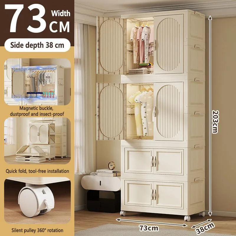 Children's Wardrobe Baby Closet Home Use Clothes & Quilt Storage Cabinet Primary School Student Clothing Organizer Folding Home