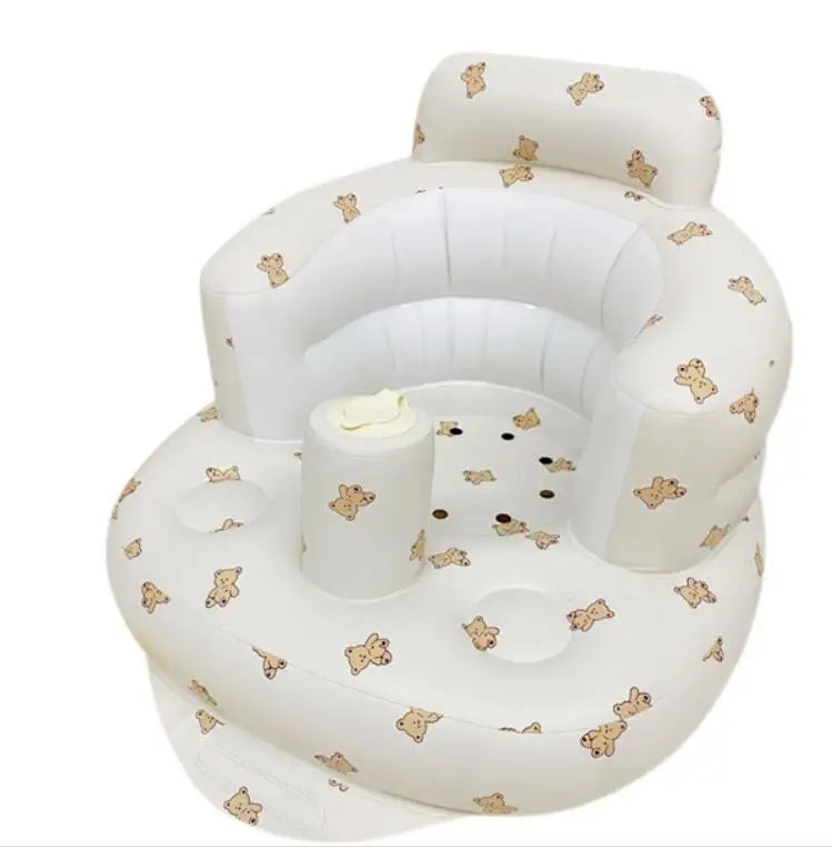 Baby Inflatable Sofa Chair Portable Inflatable Sofa Pool Float Baby Seat Back Support Anti-Fall Baby Bath Stool