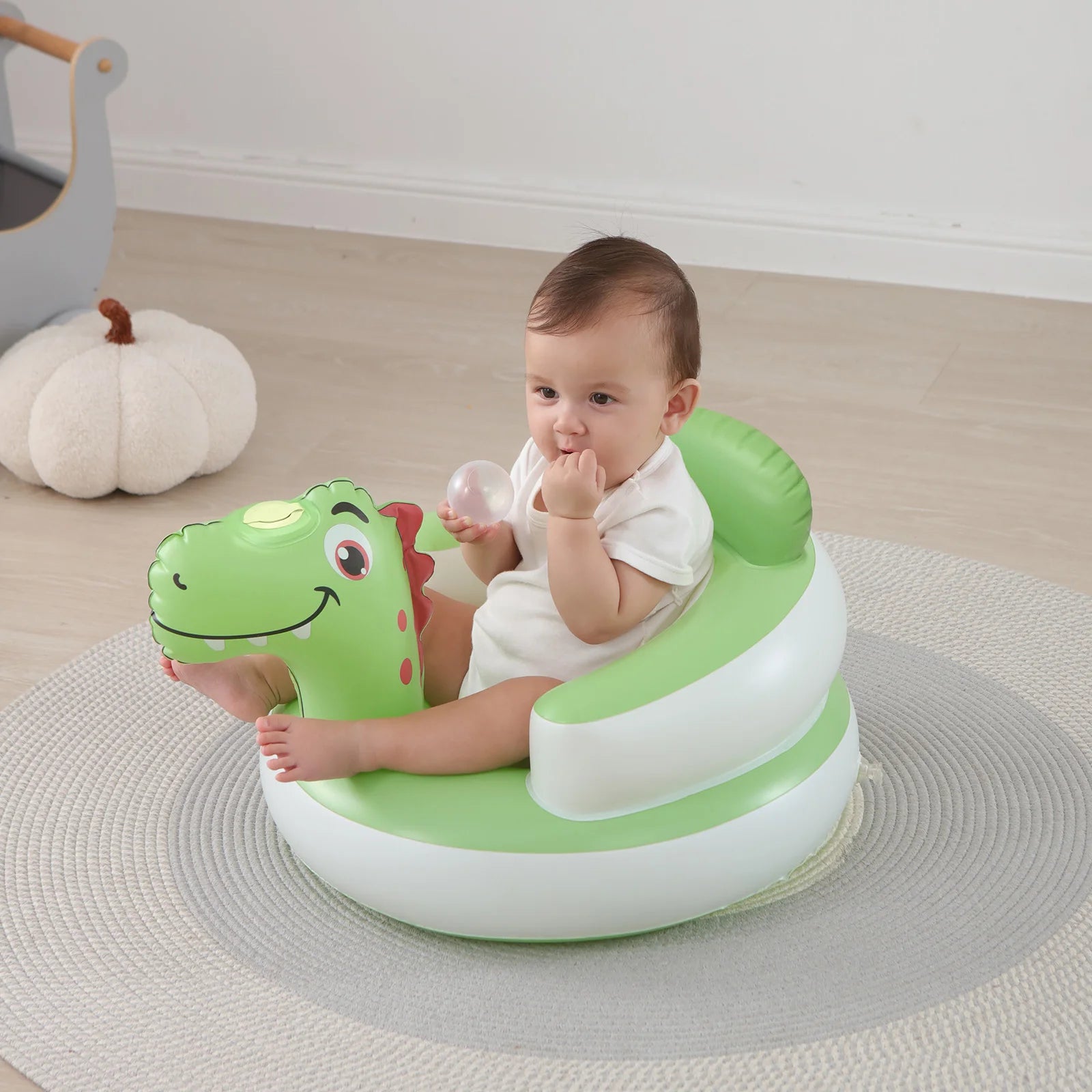 2025 New Inflatable Baby Seat with Full Enclosure, Comfortable PVC Sit Me Up Baby Chair, Built in Air Pump Blow Up Sitting Sofa