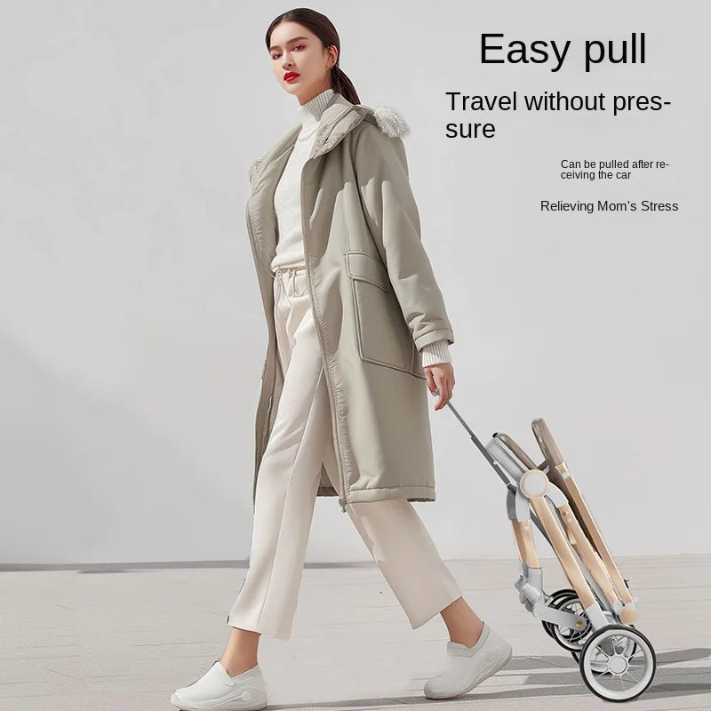 Two-way Baby Stroller can Sit or Lie Down Newborn Baby Stroller Simple Folding Ultra-lightweight Shock-absorbing Wheels
