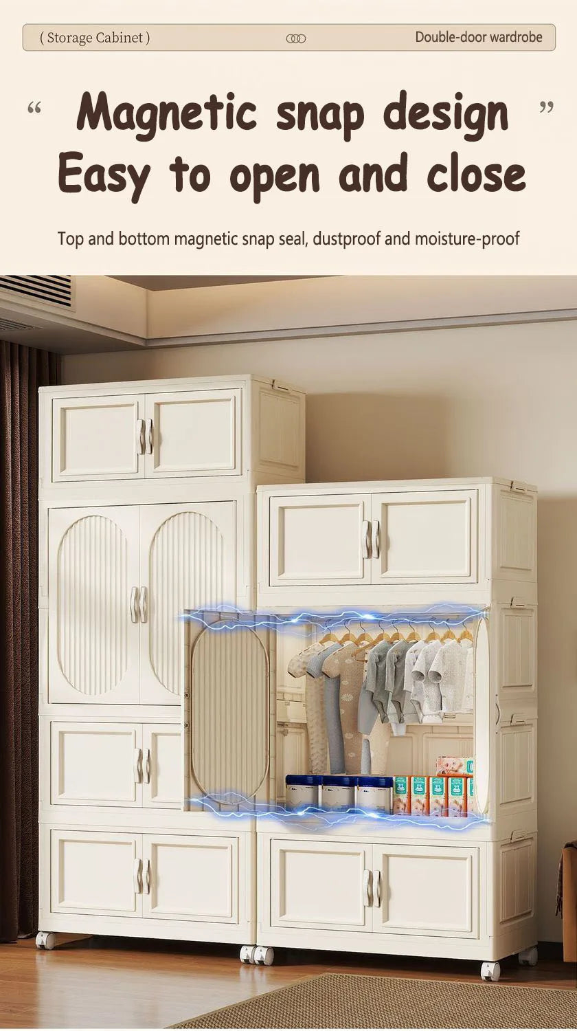 Children's Wardrobe Baby Closet Home Use Clothes & Quilt Storage Cabinet Primary School Student Clothing Organizer Folding Home