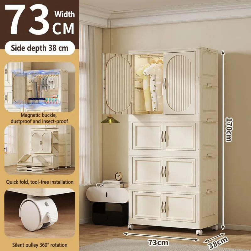 Children's Wardrobe Baby Closet Home Use Clothes & Quilt Storage Cabinet Primary School Student Clothing Organizer Folding Home