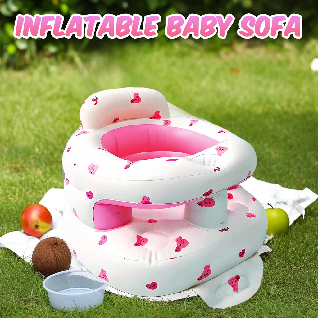 2025 New Inflatable Baby Seat with Full Enclosure, Comfortable PVC Sit Me Up Baby Chair, Built in Air Pump Blow Up Sitting Sofa