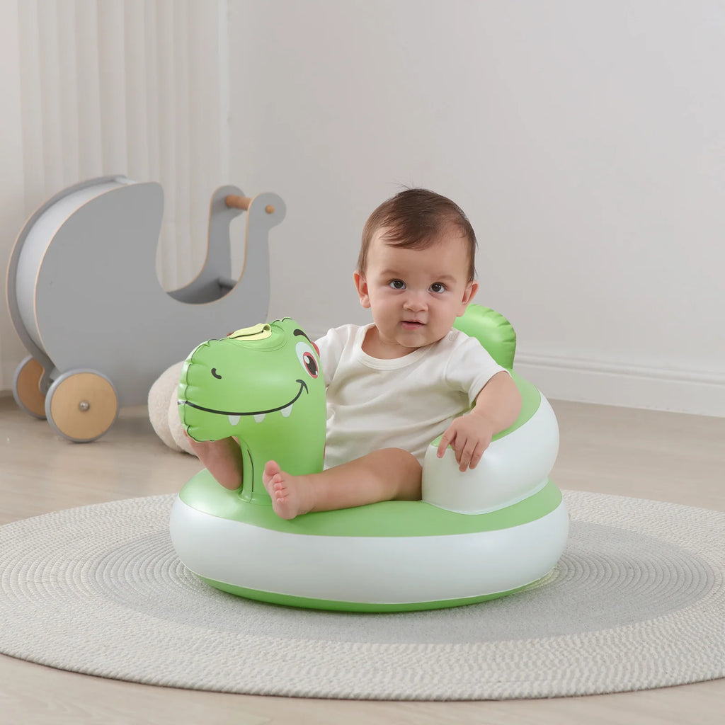 2025 New Inflatable Baby Seat with Full Enclosure, Comfortable PVC Sit Me Up Baby Chair, Built in Air Pump Blow Up Sitting Sofa