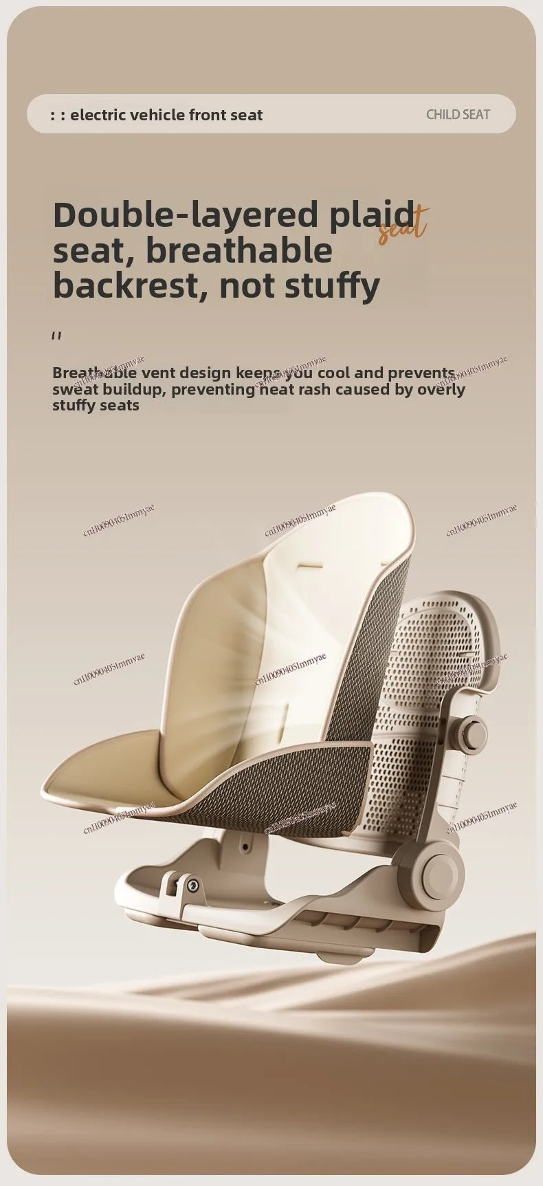 Electric Vehicle, Child Shock-absorbing Seat, Front Baby Seat, Scooter, Child Safety and Stability, Five-point Seat Belt