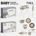 7-in-1 Baby Bath Tub Set with Temperature Display Folding Bathtub Non-Slip Stand Shower Table And Clothes Rack for Infants And