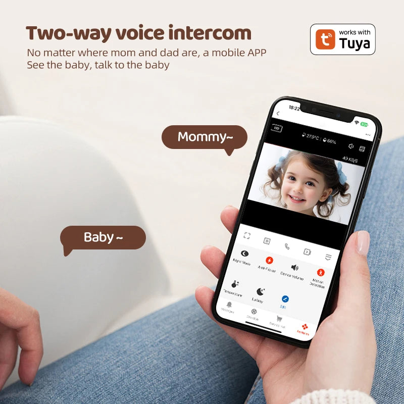 DANMINI 1080P Tuya Smart Baby Monitor Camera Indoor IP Camera Two Way Camera Infrared Night Vision Temperature Detection