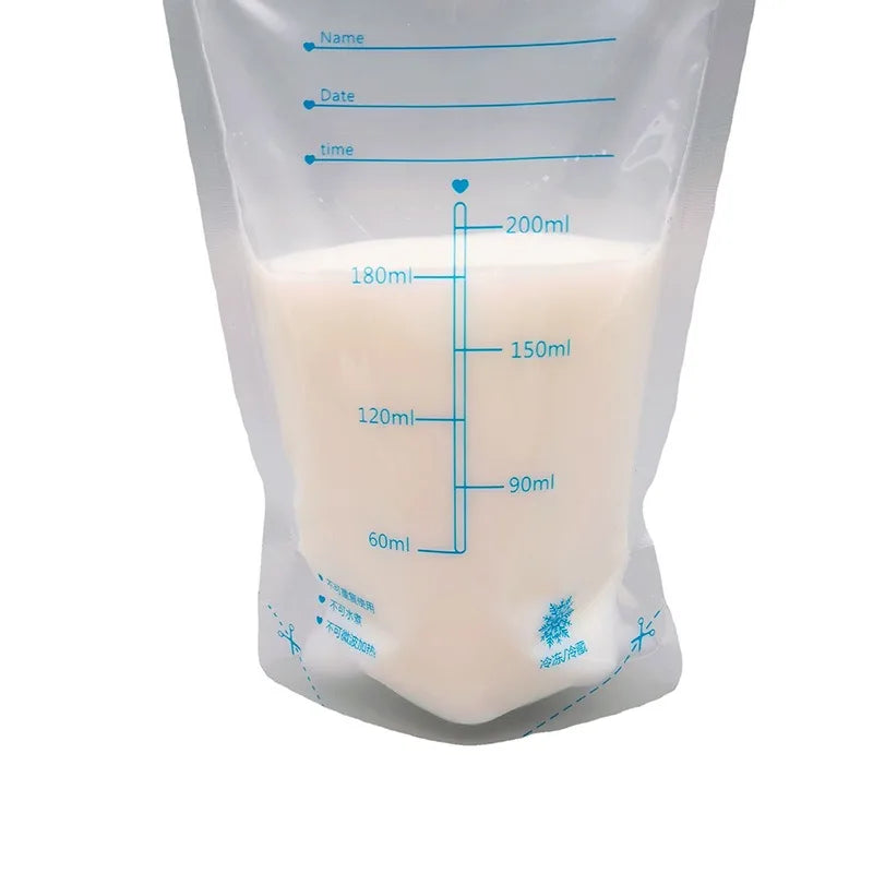 200ml Breast Milk Storage Bags, BPA Free Milk Freezer Bags for Baby Food, Safe Feeding Bag Compatible with Breast Pump