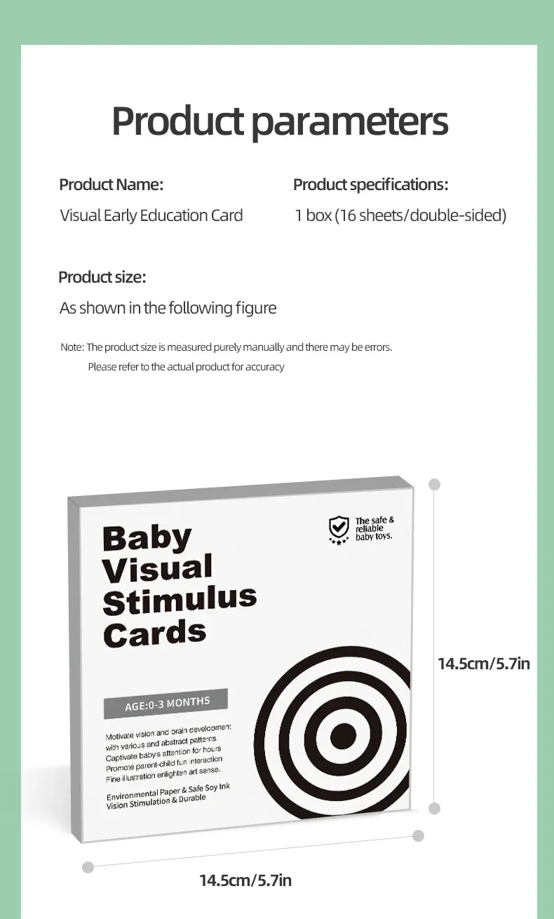 Black & White Baby Cards - High Contrast Visual Stimulation, Early Sensory Cognitive Toy for 0-36 months