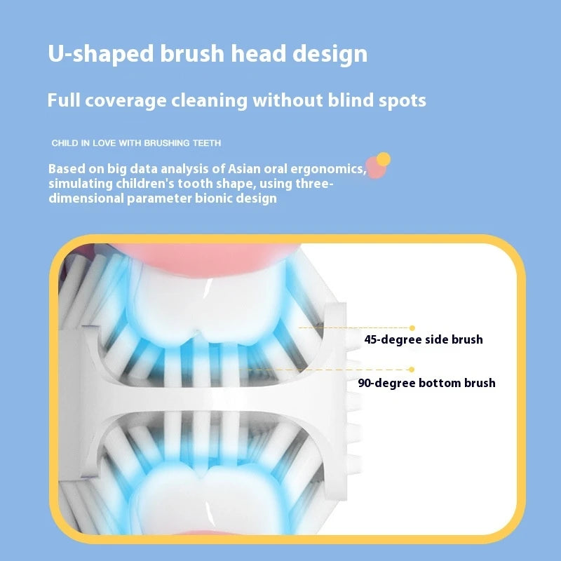 7-14 years old Smart Automatic 360° Sonic Electric Toothbrush For Kids, Rechargeable U-Shaped With IPX7