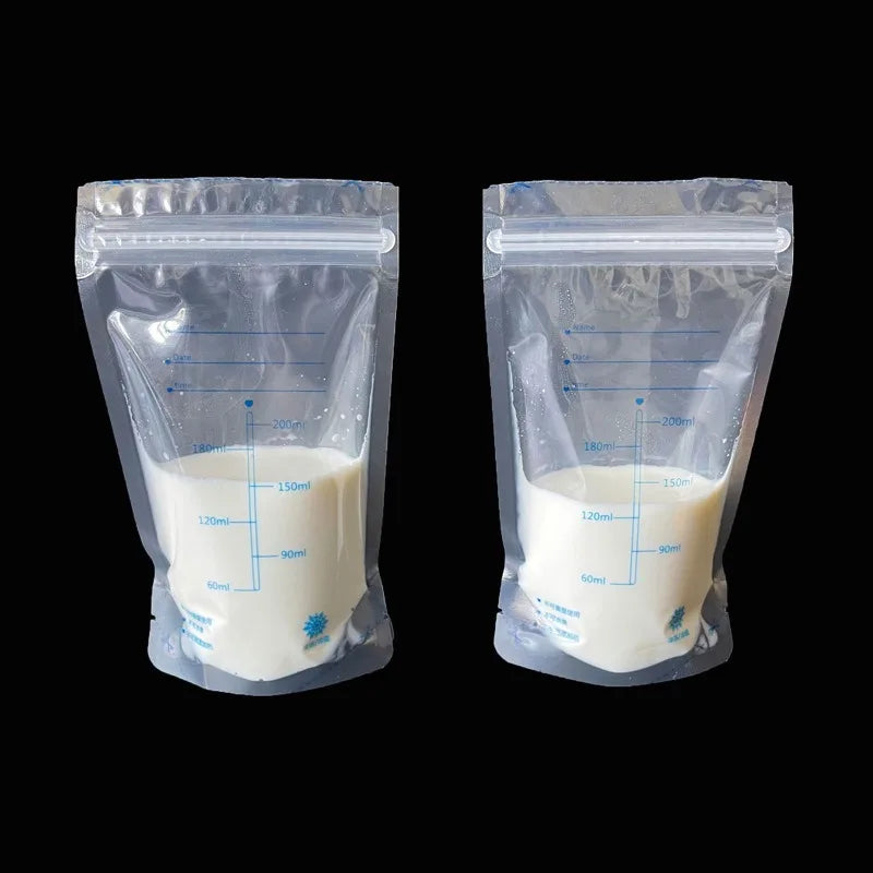 200ml Breast Milk Storage Bags, BPA Free Milk Freezer Bags for Baby Food, Safe Feeding Bag Compatible with Breast Pump