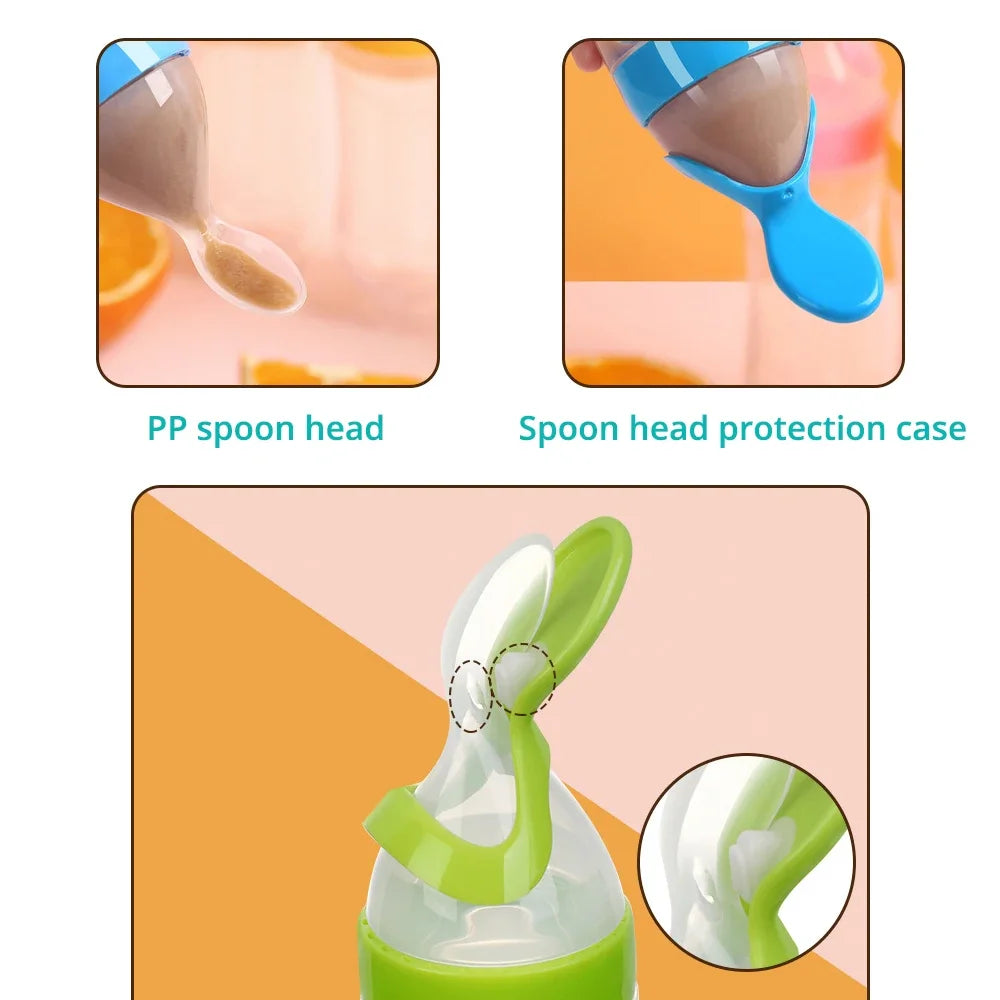 Baby Spoon Squeezing Feeding Bottle Feeder Silicone Spoons for Feeding Kids Toddler Cutlery Utensils Babies Accessories Newborn