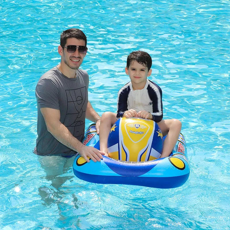 Swimbobo Kids Blue Inflatable Swimming Seat Float Cool Motorboat Ring Floating Thicken PVCFor Summer Baby Swim CircleWater Toy