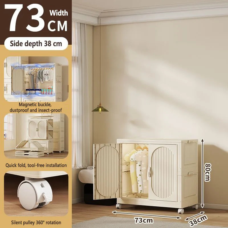 Children's Wardrobe Baby Closet Home Use Clothes & Quilt Storage Cabinet Primary School Student Clothing Organizer Folding Home