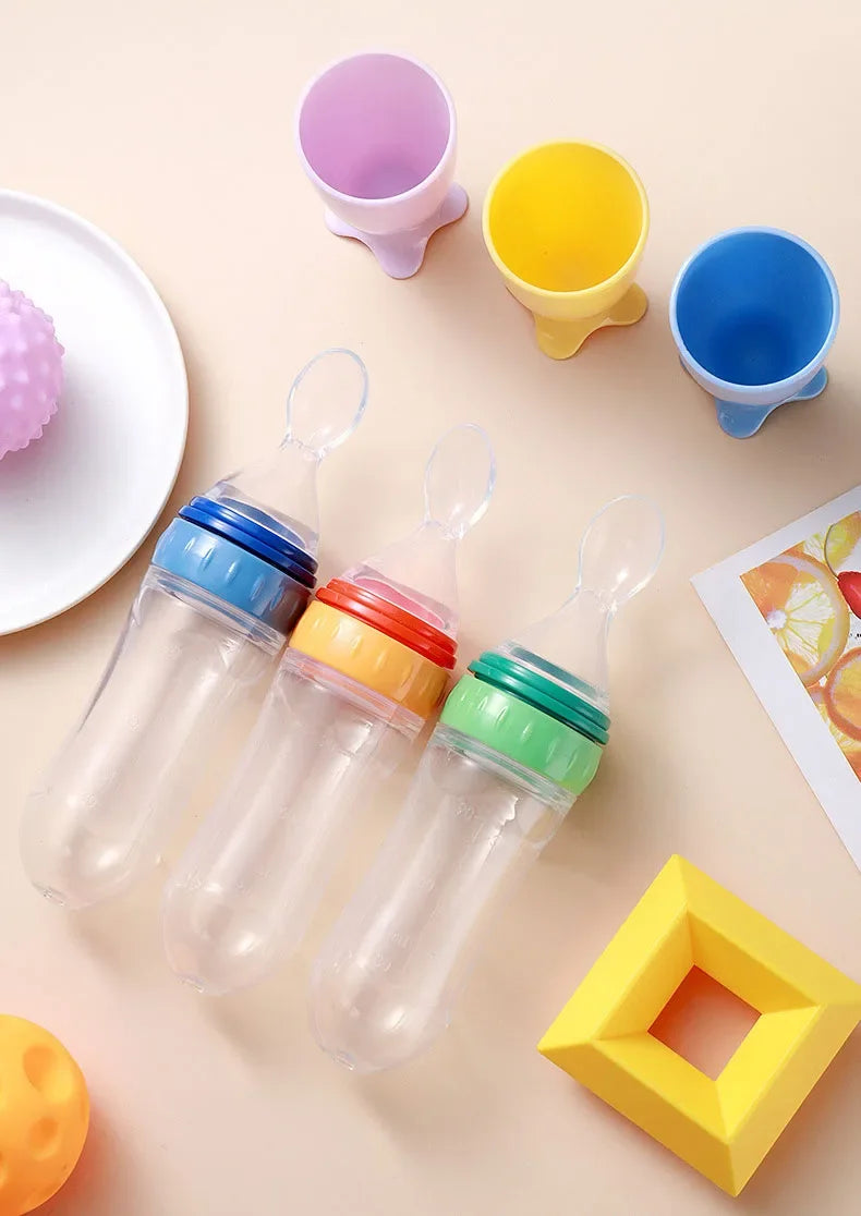 Baby Spoon Squeezing Feeding Bottle Feeder Silicone Spoons for Feeding Kids Toddler Cutlery Utensils Babies Accessories Newborn