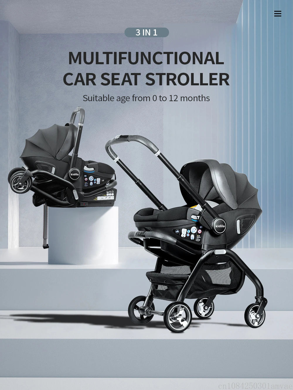 3in1 Baby Stroller, Children's Car Seat, Newborn Stroller, Portable, Lightweight, Luxurious, Suitable For Babies Aged 0-12months