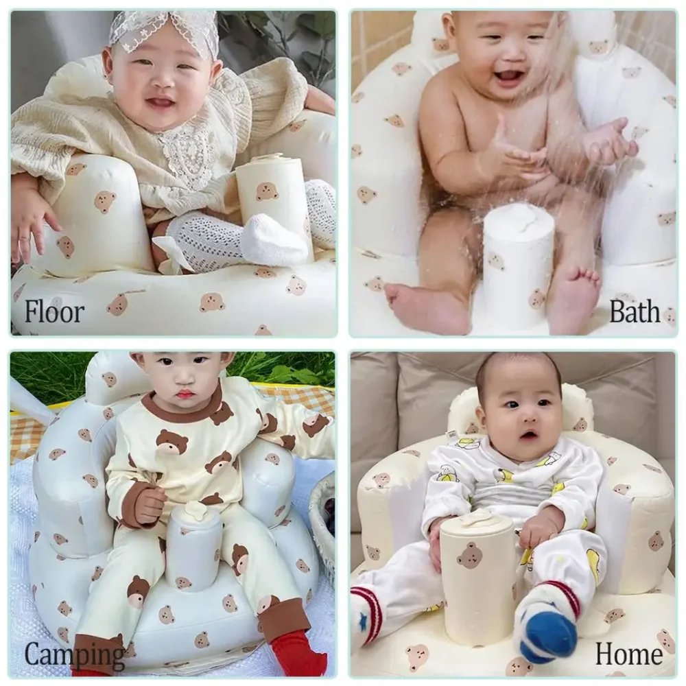 Baby Inflatable Sofa Chair Portable Inflatable Sofa Pool Float Baby Seat Back Support Anti-Fall Baby Bath Stool