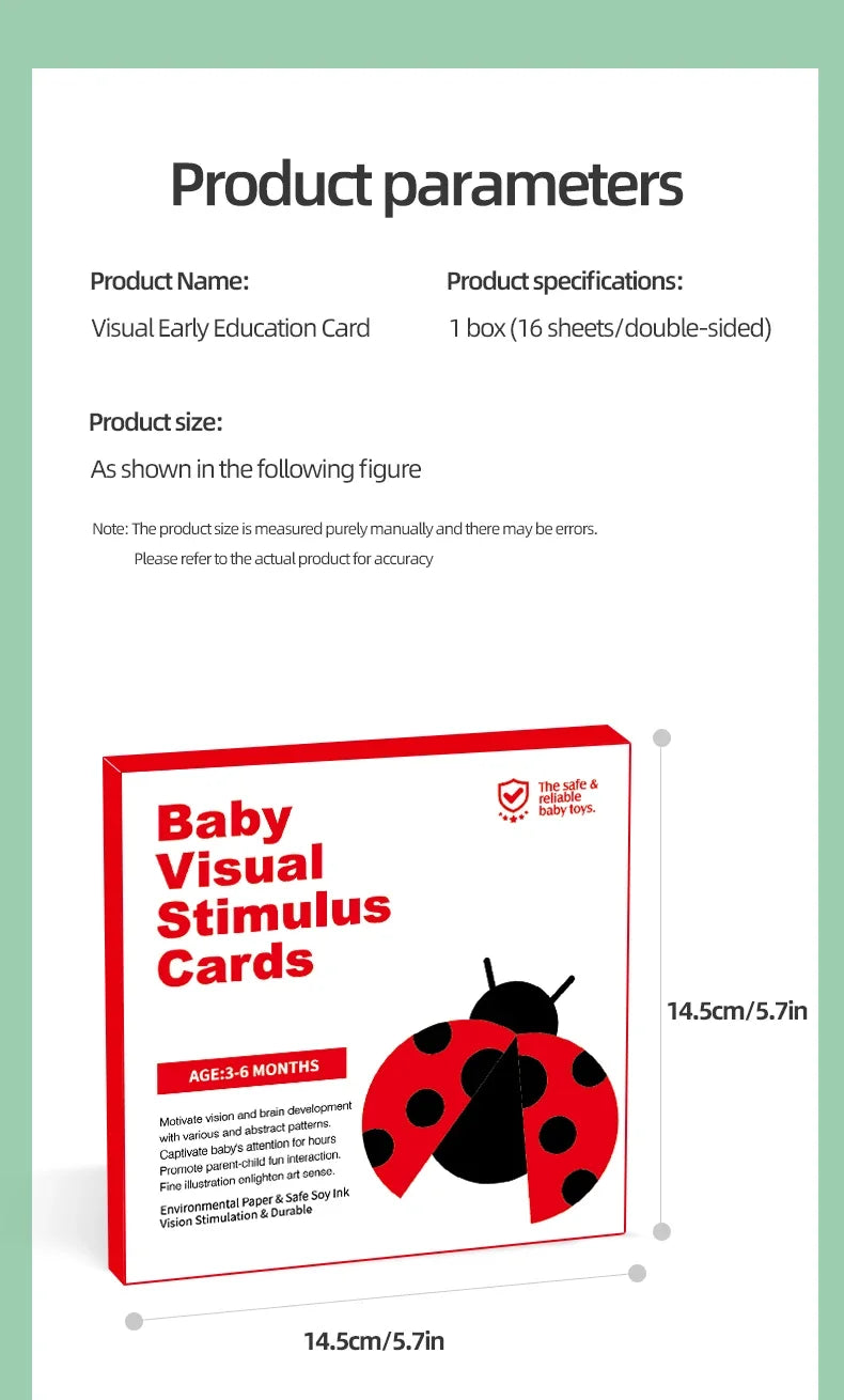 Black & White Baby Cards - High Contrast Visual Stimulation, Early Sensory Cognitive Toy for 0-36 months