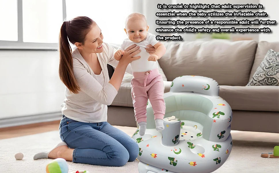2025 New Inflatable Baby Seat with Full Enclosure, Comfortable PVC Sit Me Up Baby Chair, Built in Air Pump Blow Up Sitting Sofa