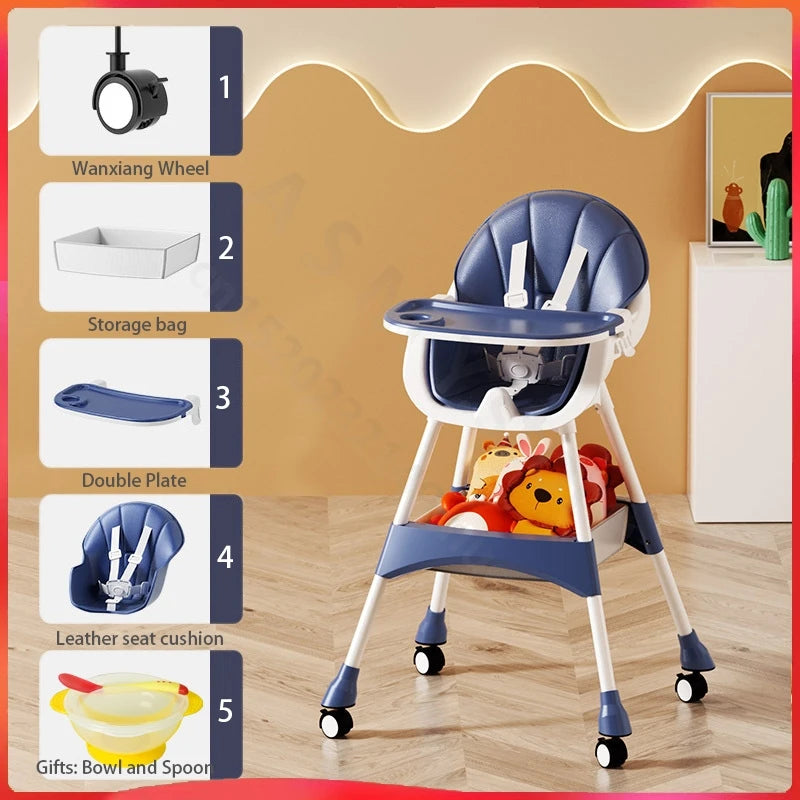 Children's dining chair / baby eating foldable seat / baby multifunctional lift home learning to sit dining table chair 1-3year