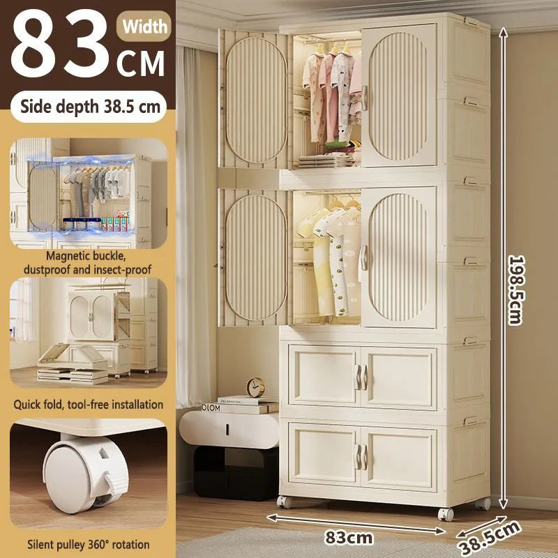 Children's Wardrobe Baby Closet Home Use Clothes & Quilt Storage Cabinet Primary School Student Clothing Organizer Folding Home
