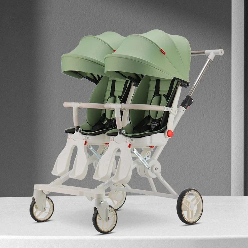 Double Portable Baby Carriage Twins Stroller Infant Stroller Foldable Second-child Baby Stroller Four-wheeled Twin Stroller