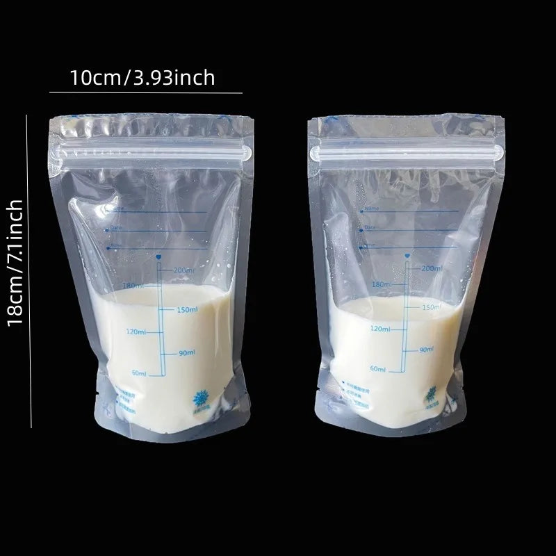 200ml Breast Milk Storage Bags, BPA Free Milk Freezer Bags for Baby Food, Safe Feeding Bag Compatible with Breast Pump