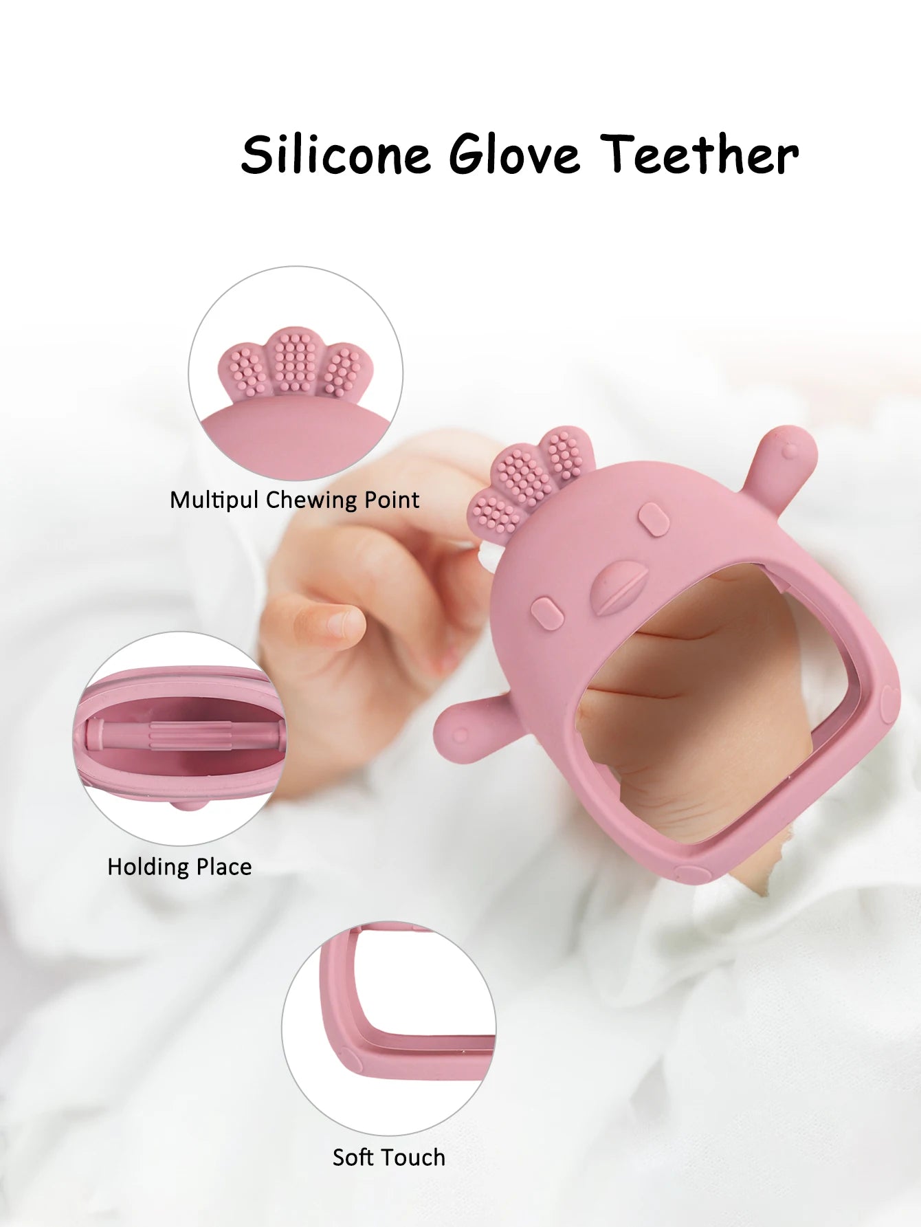 1PC Baby Teether Gloves Kids Teething Silicone Newborn Dental Care Gums Anti-eating Hand Molar Stick Baby Accessories