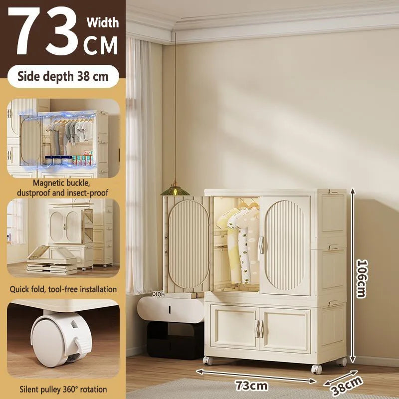 Children's Wardrobe Baby Closet Home Use Clothes & Quilt Storage Cabinet Primary School Student Clothing Organizer Folding Home