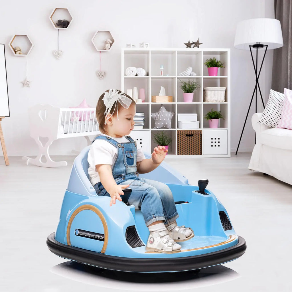 12V Kids Ride On Car Toy, 360° Rotation Electric Bumper Car Toy With Remote Control & Battery Display For Boys Girls