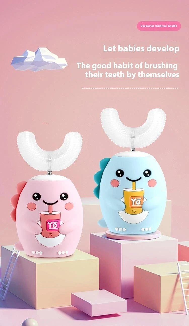 7-14 years old Smart Automatic 360° Sonic Electric Toothbrush For Kids, Rechargeable U-Shaped With IPX7