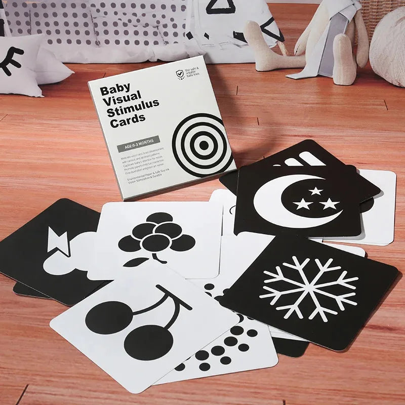 Black & White Baby Cards - High Contrast Visual Stimulation, Early Sensory Cognitive Toy for 0-36 months