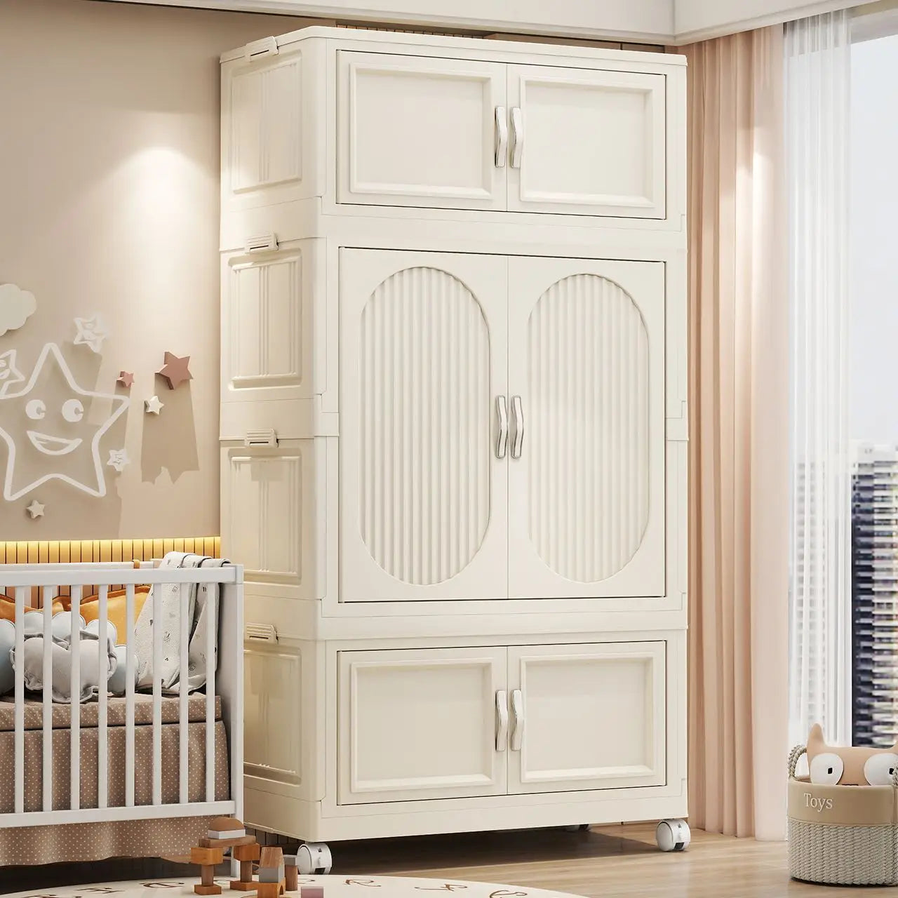 Children's Wardrobe Baby Closet Home Use Clothes & Quilt Storage Cabinet Primary School Student Clothing Organizer Folding Home