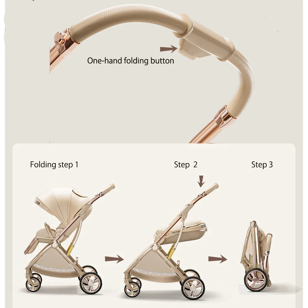 Luxurious Lightweight High-View Reversible Stroller for Newborns & Toddlers – Sit/Lie & Compact Fold