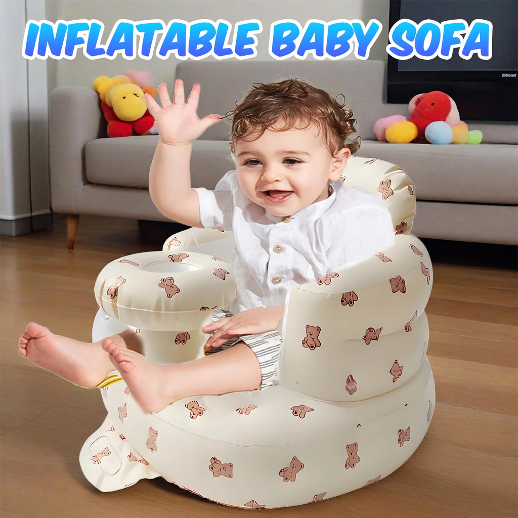 2025 New Inflatable Baby Seat with Full Enclosure, Comfortable PVC Sit Me Up Baby Chair, Built in Air Pump Blow Up Sitting Sofa