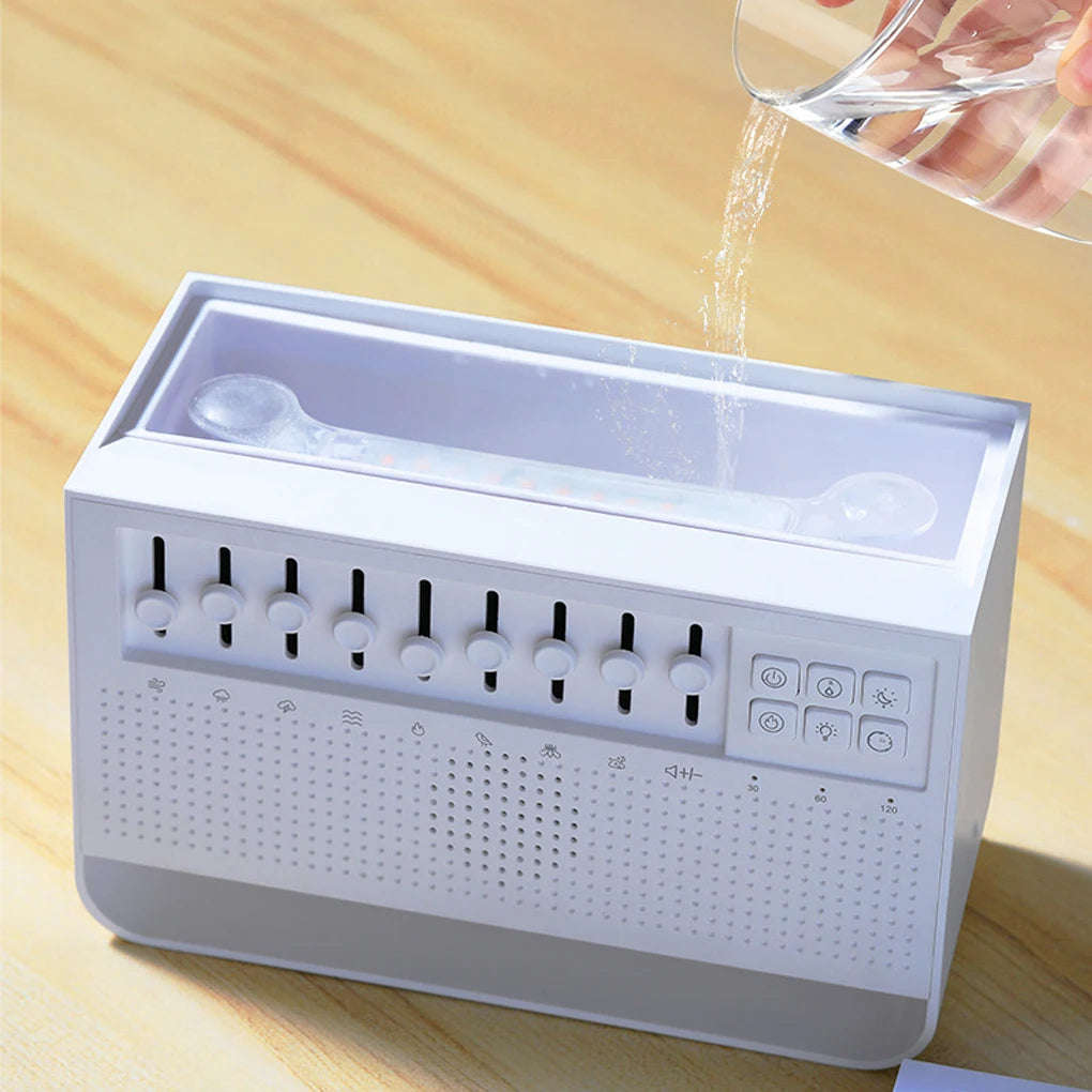 New Baby White Noise Sleep Machine Simulation Flame Aromatherapy Machine Desktop Large Fog Humidifier Portable Bluetooth Speaker