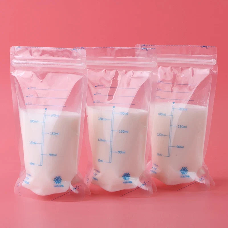 200ml Breast Milk Storage Bags, BPA Free Milk Freezer Bags for Baby Food, Safe Feeding Bag Compatible with Breast Pump