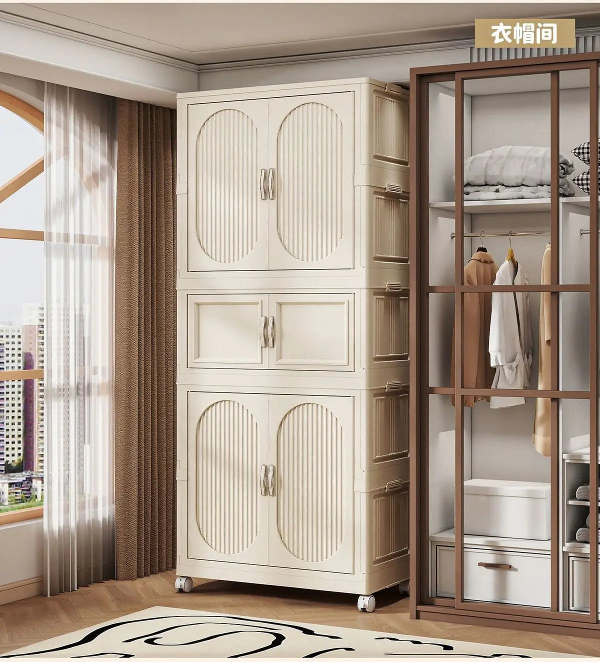Children's Wardrobe Baby Closet Home Use Clothes & Quilt Storage Cabinet Primary School Student Clothing Organizer Folding Home