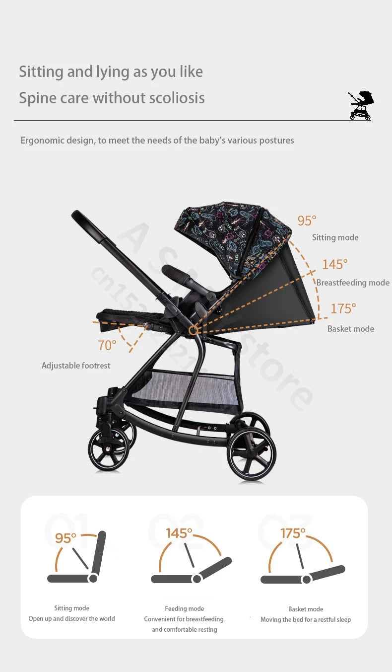 Baby stroller / can sit and lie down two-way lightweight stroller can be folded / shopping cart / 0-3 years old baby stroller