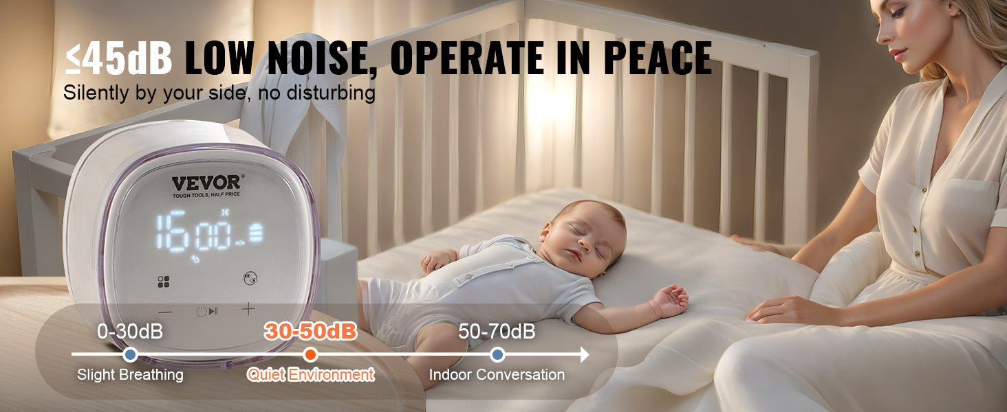 VEVOR Breast Pump Portable 2800mAH Rechargeable Double Electric Breast Pumps Anti-Backflow Breastfeeding Pump with LED Display